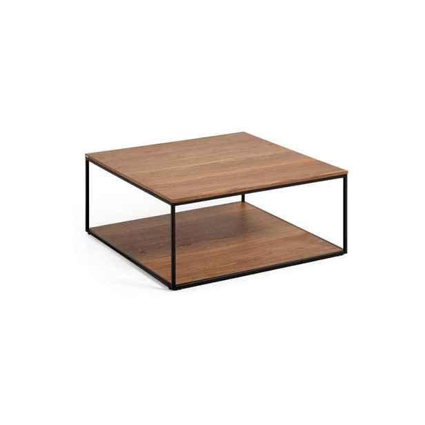 Hnědý konferenční stolek s deskou v dekoru ořechového dřeva 80x80 cm Yona - Kave Home