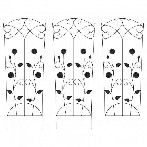 vidaXL Zahradní plot 3 ks Černá 110,5 x 42,5 cm Ocel