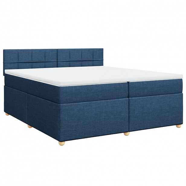 vidaXL Box spring postel s matrací modrá 200x200 cm textil