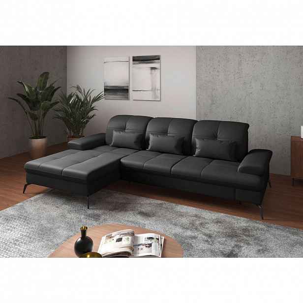 Sit & More ROHOVÁ SEDAČKA, textil, kůže, černá