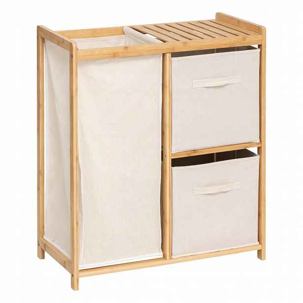 Bambusový regál s košem na prádlo Tidy Box, 66 x 33,3 x 78,5 cm