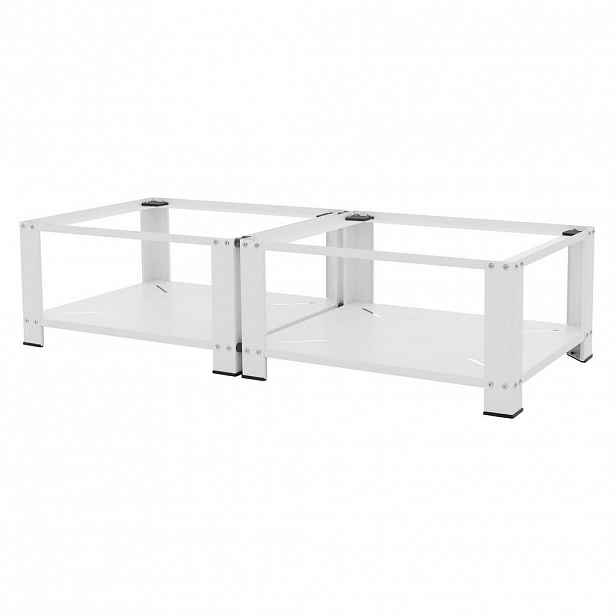 ML-DESIGN DVOJITÝ PODSTAVEC POD PRAČKU se 2 policemi, bílý, 128 x 54 cm, z oceli