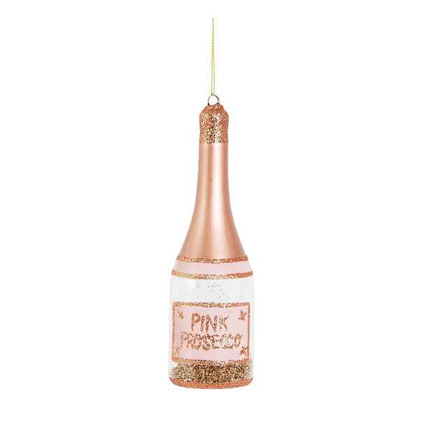 Skleněná ručně vyrobená vánoční ozdoba ø 5 cm Pink Prosecco – Sass & Belle
