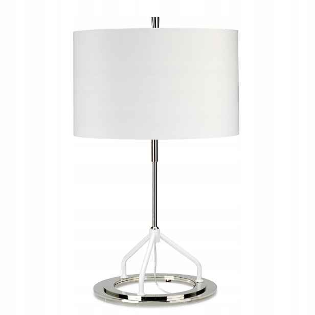 Stolní lampa z leštěného niklu s bílým stínítkem, moderní, 65 cm, Elstead
