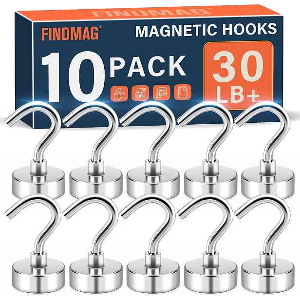 TEMU 10 ks, Stříbrné Magnetické Háčky, 30 Lb Magnetické Háčky, Nezbytnost pro Spárování v Kajutě na Výletní 2026, s Háčkem a Magnety ze Vzácných