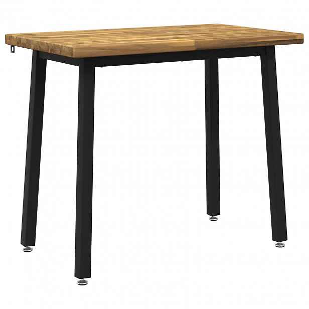 vidaXL 110 x 55 x 75 cm Masivní akátové dřevo Bílá a černá Obdélníkový