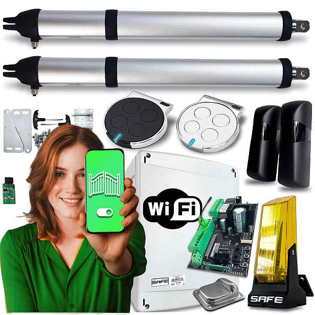Set Pohon pro Dvoukřídlovou Bránu 8 m Lampa Ovladače Wifi Automat 400 Kg