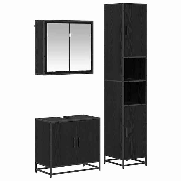 vidaXL Sada koupelnového nábytku 3 ks Černý dub 65 x 33 x 60 cm