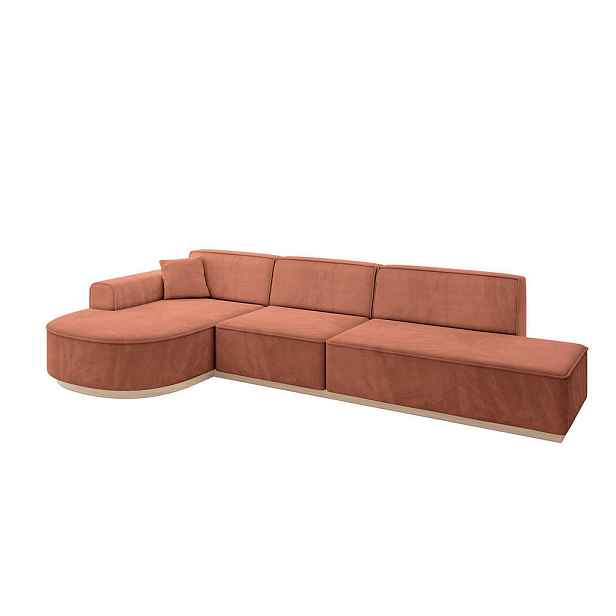 ALTDECOR ROHOVÁ SEDAČKA s otomanem, levá ARRIO-L2 328x171x83 Meruňková Velur