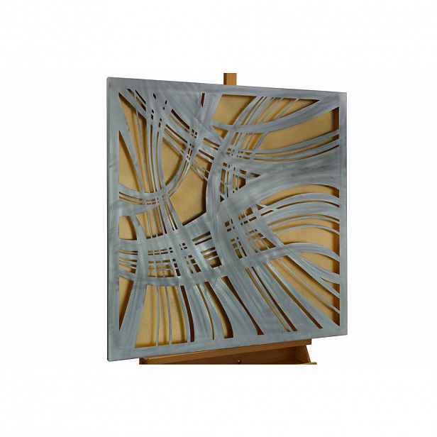 KUNSTLOFT KOVOVÝ OBRAZ STŘÍBRO VĚTRU, 80/80 CM