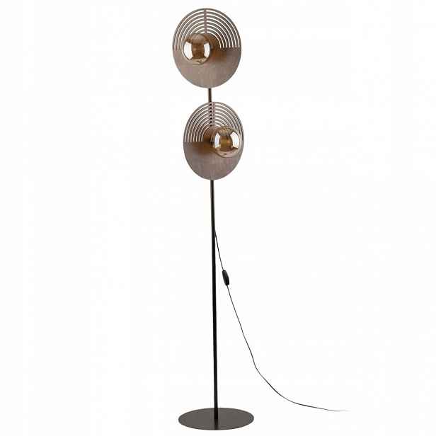 Podlahová Lampa Lunar Wood Dub 2XG9 stojací lampa do obývacího pokoje pro čtení loft