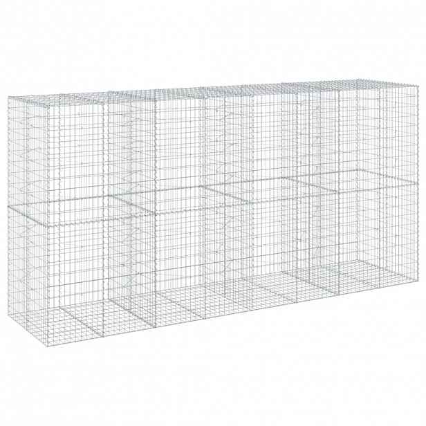 vidaXL Gabionový koš s víkem 400 x 100 x 200 cm pozinkované železo