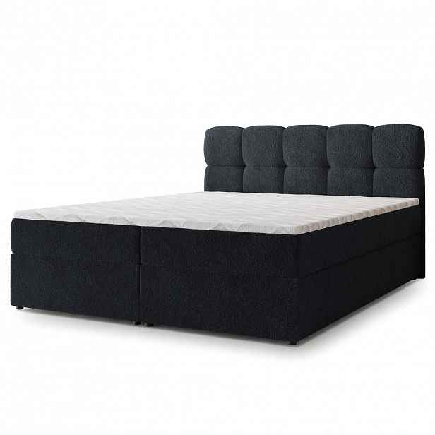 MASSENO AMERICKÁ POSTEL MERU 160x200 cm, s matrací a úložným prostorem, Černá