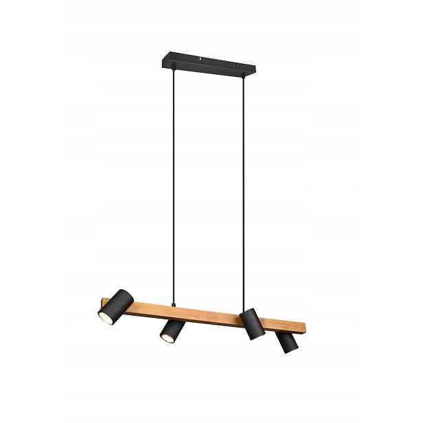 Závěsná lampa dřevěná, černé tuby Trio