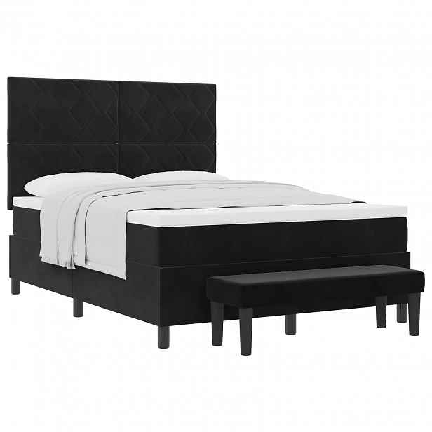 vidaXL Postel s boxspringem s čelo Černá 200 x 160 cm samet