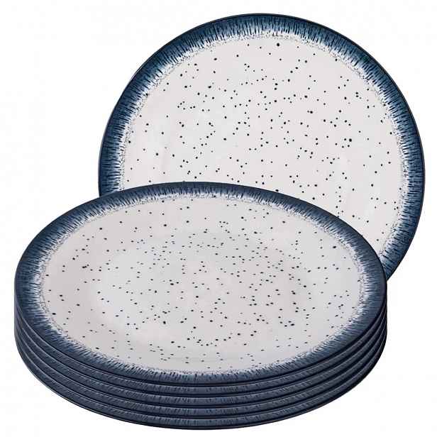 6 x Jídelní talíř kulatý porcelánový Altom Design Hello Blue 26,5 cm