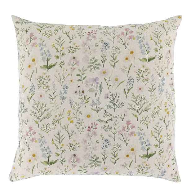 Krémový povlak na polštář s divokými květy Aix Wild Flowers - 60*60 cm Chic Antique