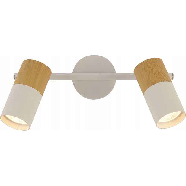 Nástěnné svítidlo bílo-dřevěné 2xGU10 9W pohyblivé reflektory Vargo