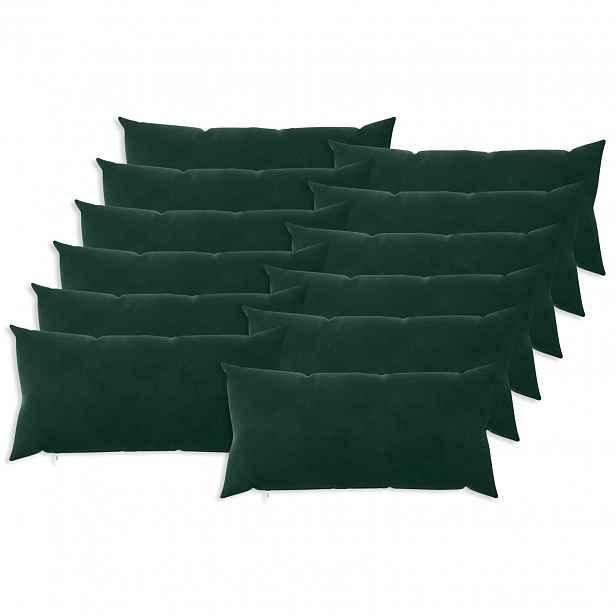 vidaXL Povlak na polštář 12 pcs HEERLEN Tmavě zelená 40 x 80 cm Samet