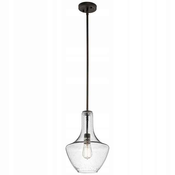 Závěsná lampa, hnědé skleněné ozdobné stínítko do ložnice obývacího pokoje 26 cm Kichler
