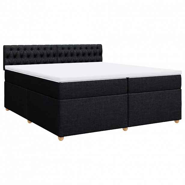 vidaXL Box spring postel s matrací černá 200x200 cm textil