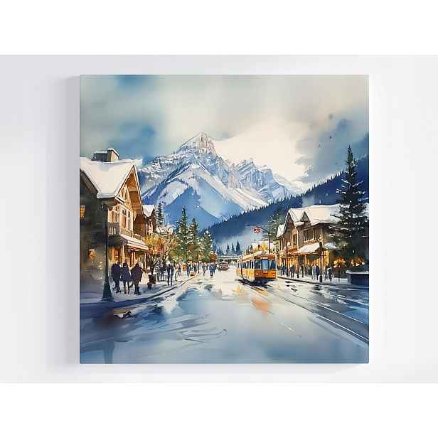 Obraz Na Plátně Canvas Městečko Kurort Hory Zima Sníh Ulice Mráz 50x50