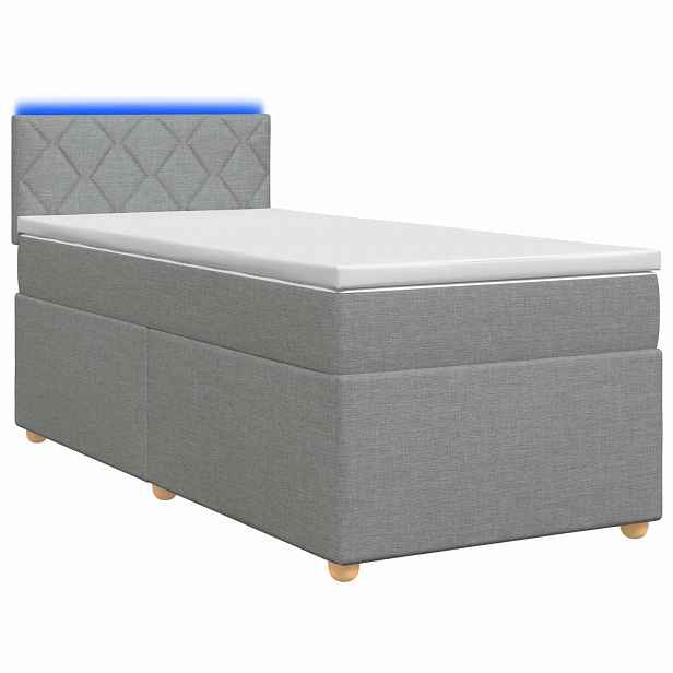 vidaXL Postel boxspring s matrací Světle šedá 90 x 200 cm Textil