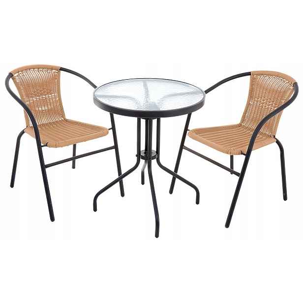 Crossheim C25002 Zahradní balkónový set 2+1 Miami Rattan Pe hnědý