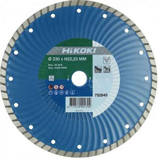 HiKOKI - Diamantový řezný kotouč na tvrdé materiály 230x22,2 mm 752845