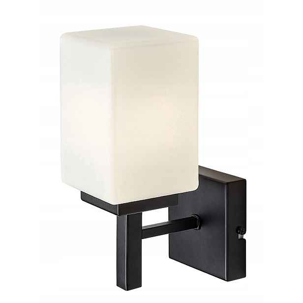 Koupelnové nástěnné svítidlo černá bílá skleněná lampa 1xE14 10W Zenkai Rabalux