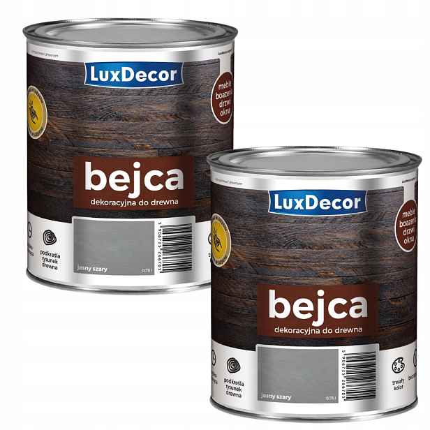 Sada 2KS Luxdecor Vodní Dekorativní Mořidlo Na Dřevo 0,75L Světle Šedá