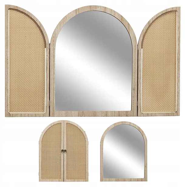 Zrcadlo Lumera s ratanovými žaluziemi nástěnný rám béžový loft glamour boho