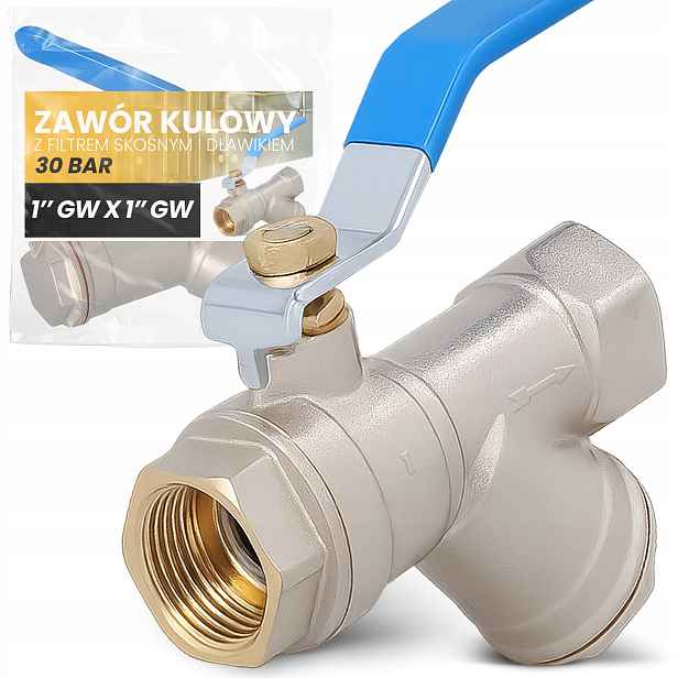 Kulový kohout 1'' Gw s šikmým filtrem 30 barů Silný mosazný Zo-t