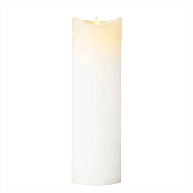 LED svíčka na baterii vosková Sara, Ø 7,5 × 25 cm, bílá 2× AA