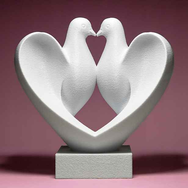 Zamilované holubičky Figurka Soška Dekorace 3D tisk 20 cm Valentýn