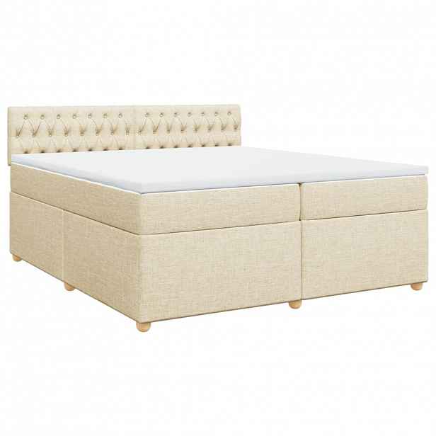 vidaXL Box spring postel s matrací krémová 200x200 cm textil