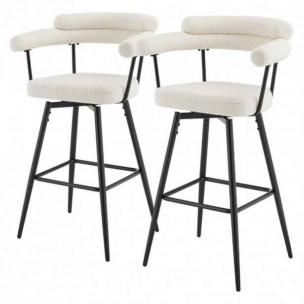ML-DESIGN BAROVÉ STOLIČKY sada 2 ks otočné béžové s plyšovým potahem, výška 76 cm