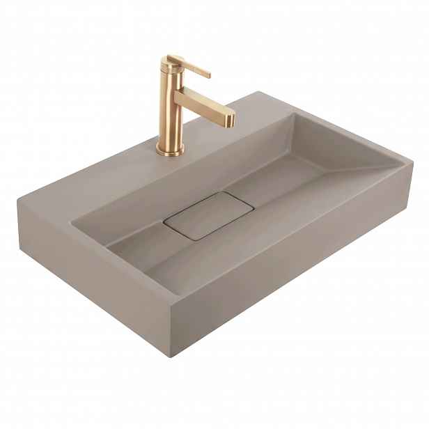 Umyvadlo Na Desku Nástěnné Béžové Obdélníkové 50 CM Nástěnné Rea Goya Taupe