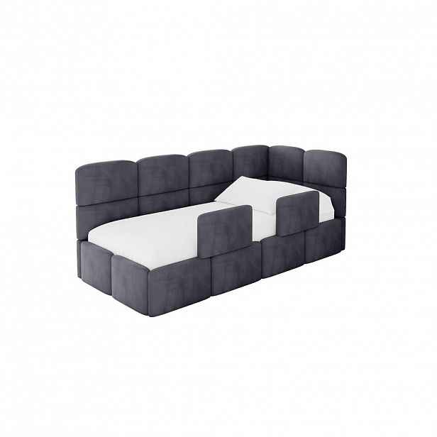 ALTDECOR JEDNOLŮŽKOVÁ POSTEL pro mládež s úložným prostorem, vlevo - KIVY 80x200 tmavě šedá