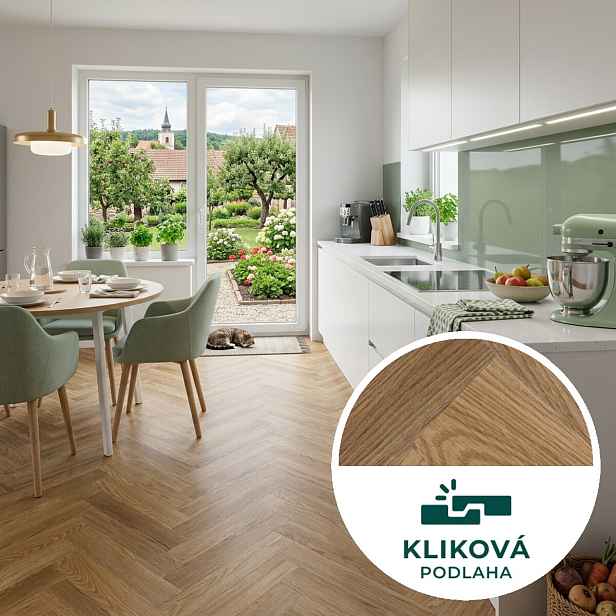 Vinylová podlaha kliková Canadian Design Herringbone London, 625 x 125 mm, Egibi