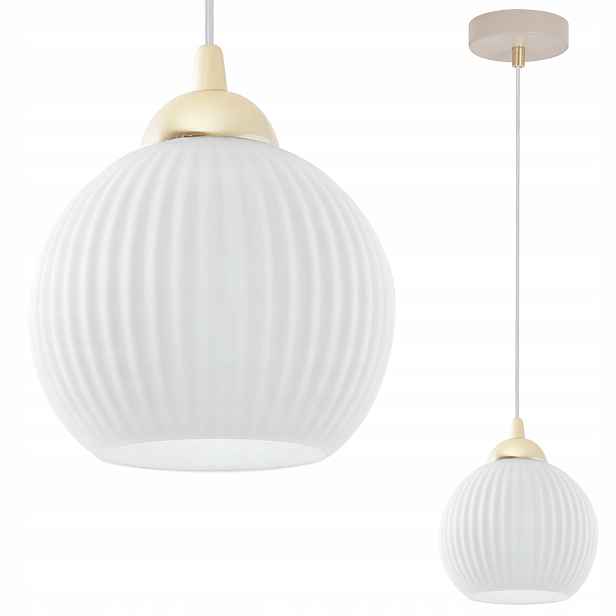 Závěsná Stropní Lampa Lustr Béžová Skleněná Bílá Koule Do Kuchyně Jídelny