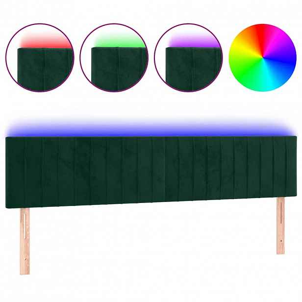 vidaXL Čelo postele s LED tmavě zelené 200x5x78/88 cm samet