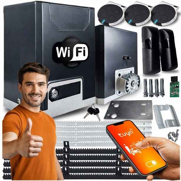Set Pohon Pro Posuvnou Bránu 600 kg lišty 3 ovladače Wifi Tuya Automat