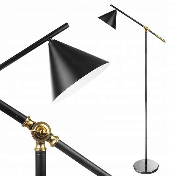Stojací Lampa E27 Kovová Moderní Nastavitelná 165cm Vzhled Marmoru