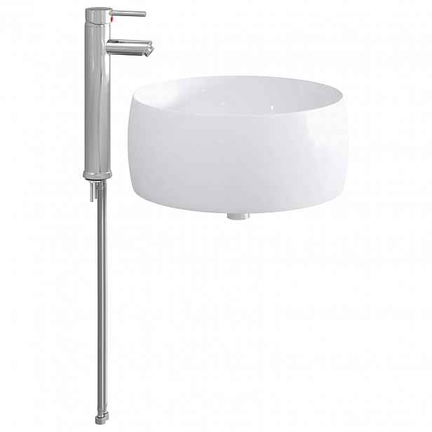 vidaXL Umývadlo s baterií a odpadem Chrom 38,5 x 38,5 x 16 cm Keramika