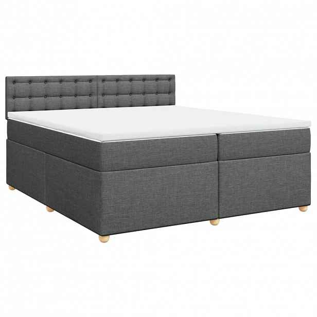 vidaXL Box spring postel s matrací tmavě šedá 200x200 cm textil