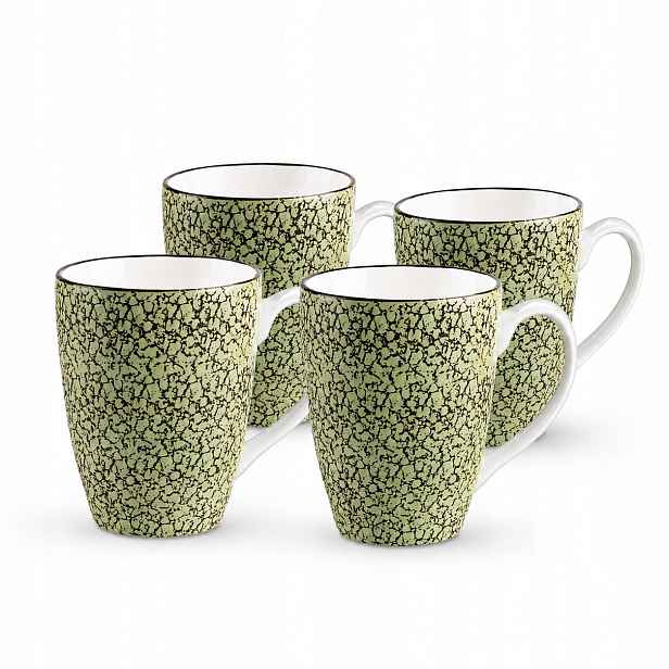 4x Velké porcelánové šálky na kávu 450 ml Wilmax Pistáciové ručně vyráběné