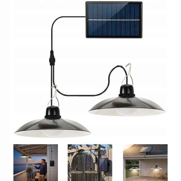 Solární Lampa Závěsná zahradní solární závěsná lampa se senzorem soumraku