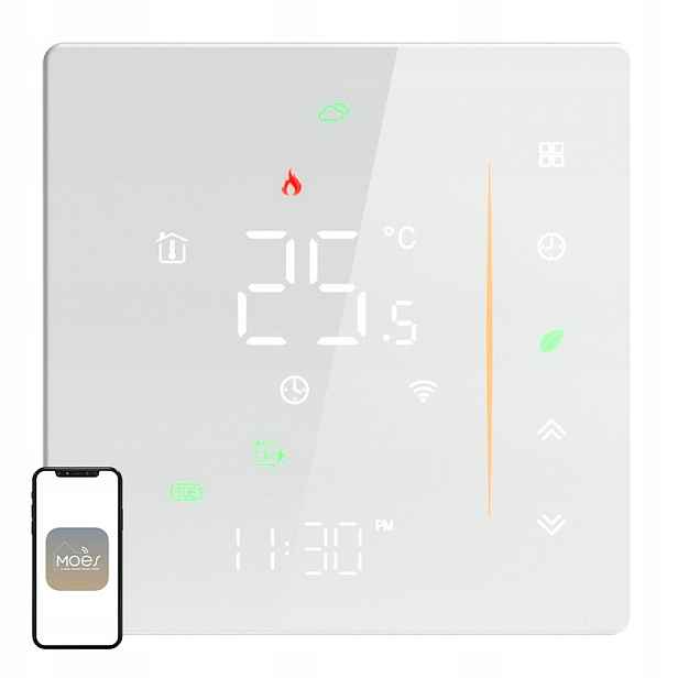 Termostat Moes WHT-006-GB-WH Wi-Fi pro elektrické vytápění (bílý)