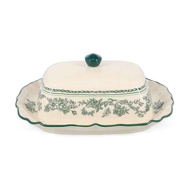 Zelená/slonovinová porcelánová máslenka Cyril – S|P Collection
